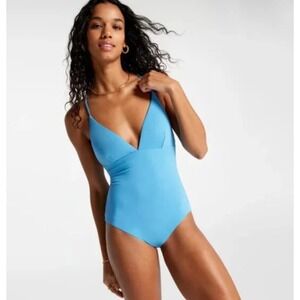 CALIA Women's Swim Triangle Strappy Back One Piece 14 Tranquil Blue MSRP $88